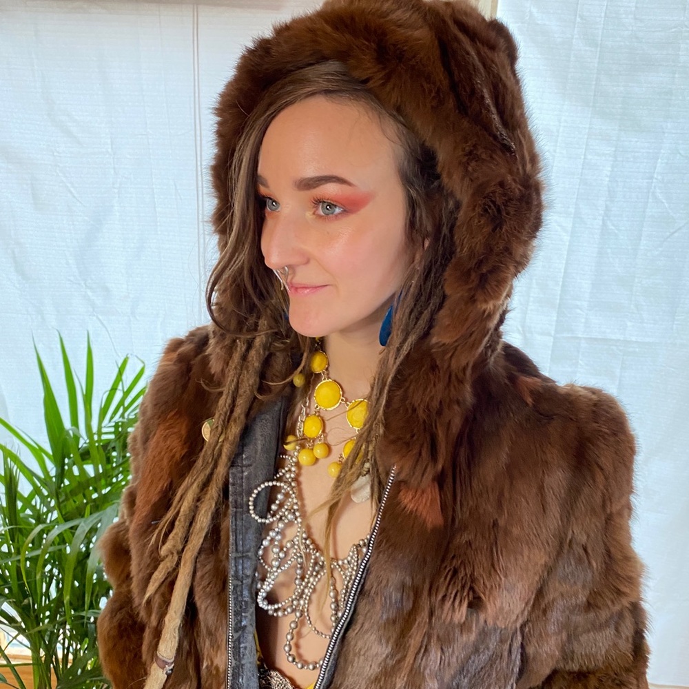 VTG Rabbit Fur Coat - Picture 3 of 8